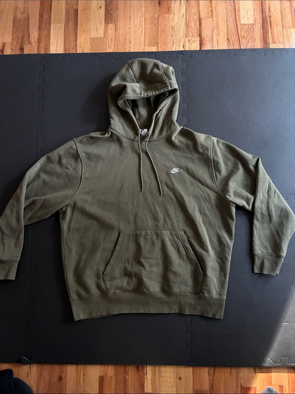 Nike Olive Green Men's Pullover Hoodie with Swoosh